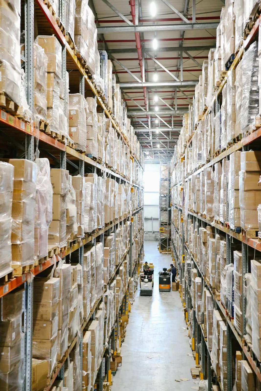 Shelves with goods in a storage room